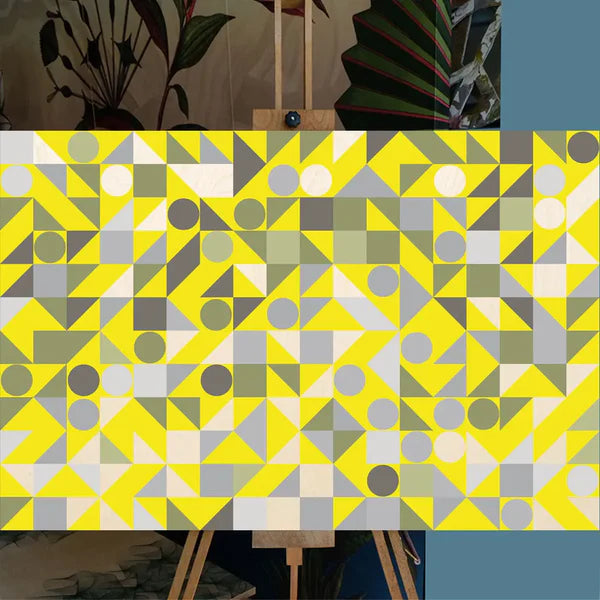 YAGEMEDIA Grafik „KQD“ Gelb/Grün – Geometrische Kunst in perfekter Harmonie