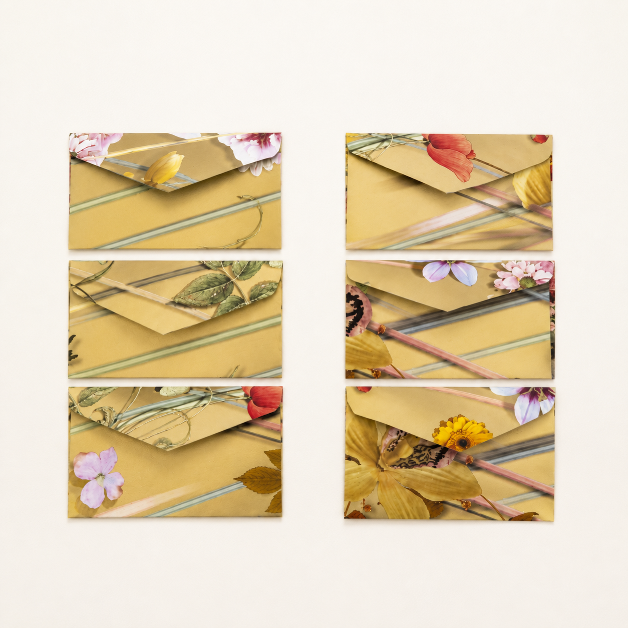 Briefumschläge aus Tapete – 6 Stück; mini size (gold)