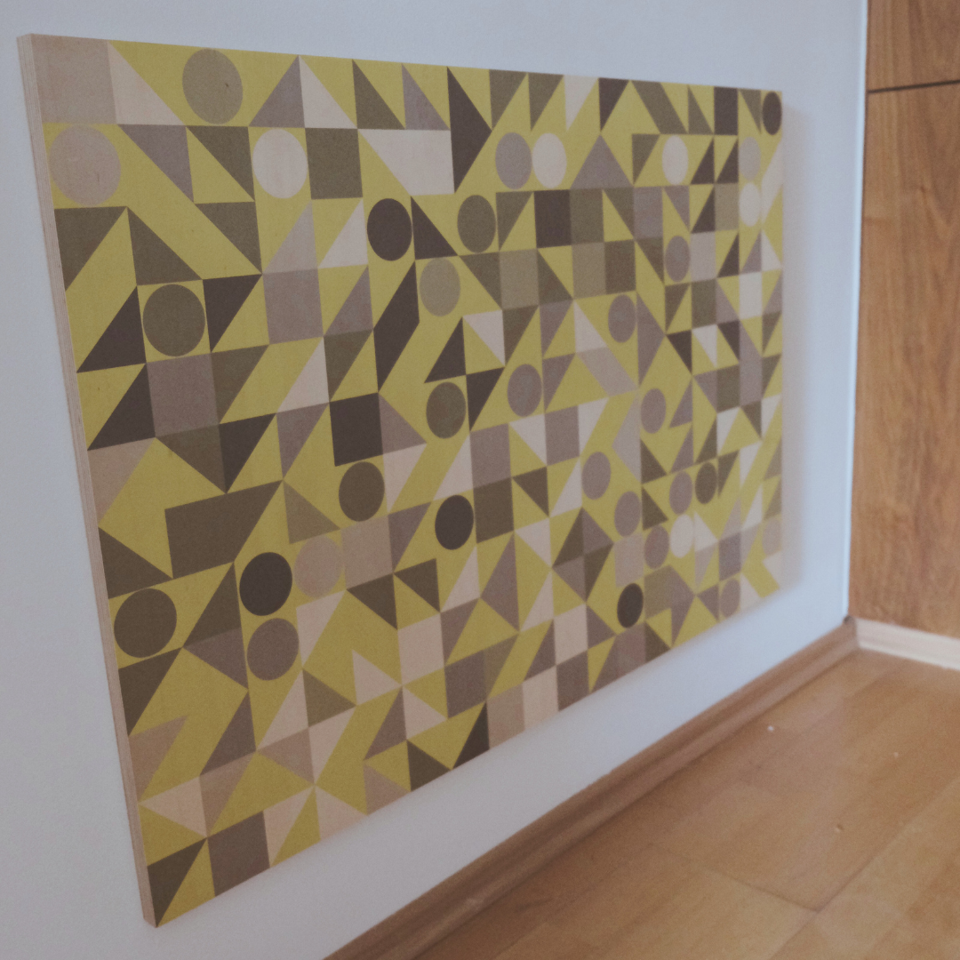 YAGEMEDIA Grafik „KQD“ Gelb/Grün – Geometrische Kunst in perfekter Harmonie