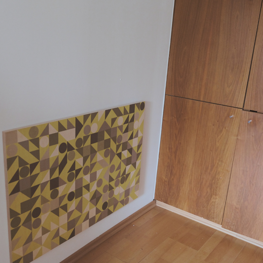 YAGEMEDIA Grafik „KQD“ Gelb/Grün – Geometrische Kunst in perfekter Harmonie