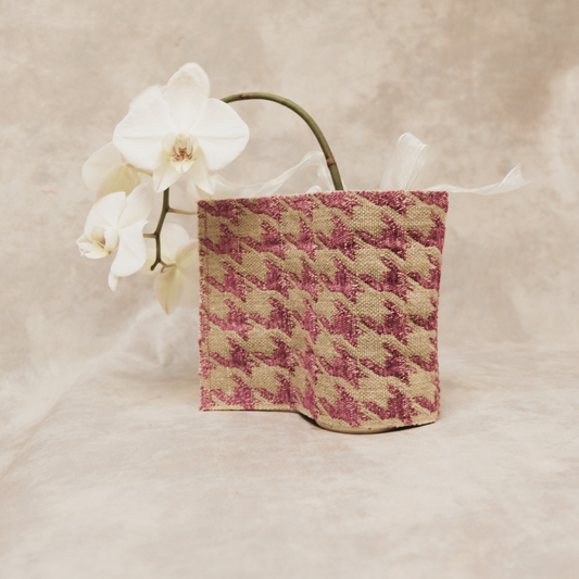 Stoffvase - GL1 – Upcycling – Hahnentritt/Magenta/Natur