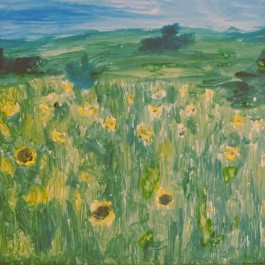 yagemedia – Sonnenblumenfeld in sanfter Landschaft
