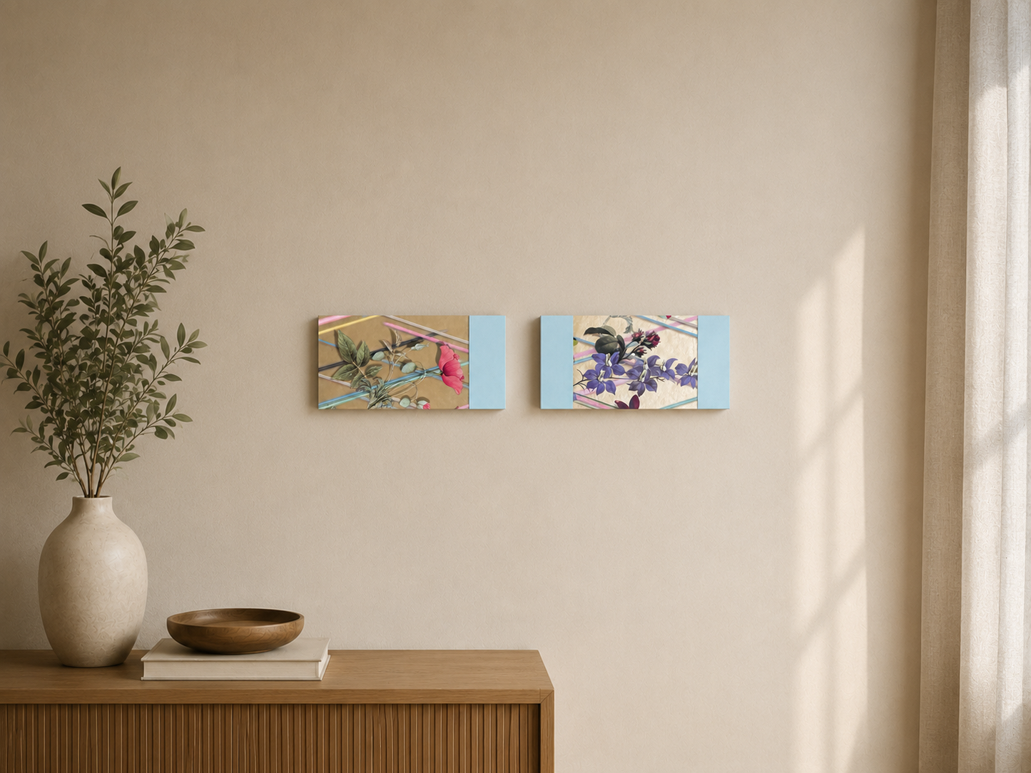 Tapetenbilder „Mohn/Lila“ – 2er-Set mit stilvollen Akzenten