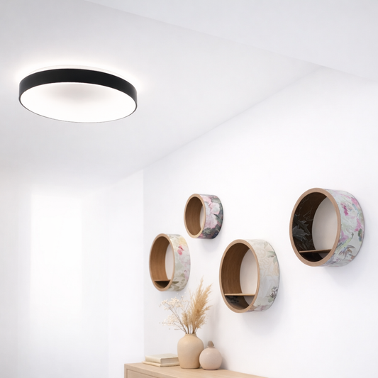 4er Set: Runde Regale, Upcycling aus Tapete – Exklusiv