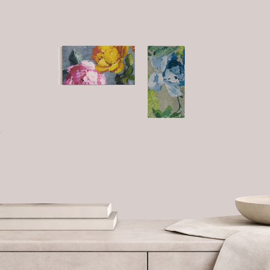 Tapetenbilder „Floral/Blau“ – 2er-Set mit stilvollen Akzenten